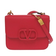 Valentino Garavani V-SlingRED皮革肩背包，成色極佳，紅色，1315 [二手]