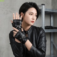 BUCKS Half-finger Gloves, Rivet Black Punk Wristband, Retro Y2K Hip Hop Elastic Fingerless Mittens S