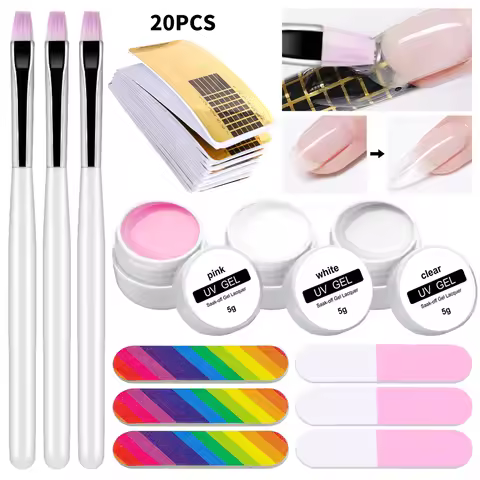 3Colors Nail Extension UV Gel Set For Nails Finger Extensions Pink White Clear UV Solid Gel Form Tip