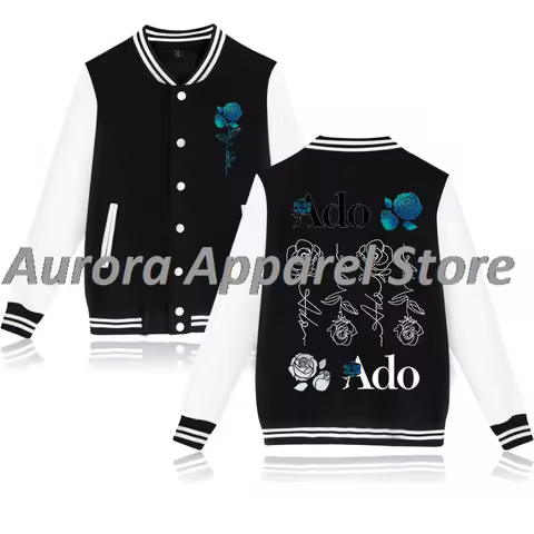 Ado Blue Rose Baseball Jacket Hibana World Tour Merch Cosplay Women Men Fashion Long Sleeve Sweatshi