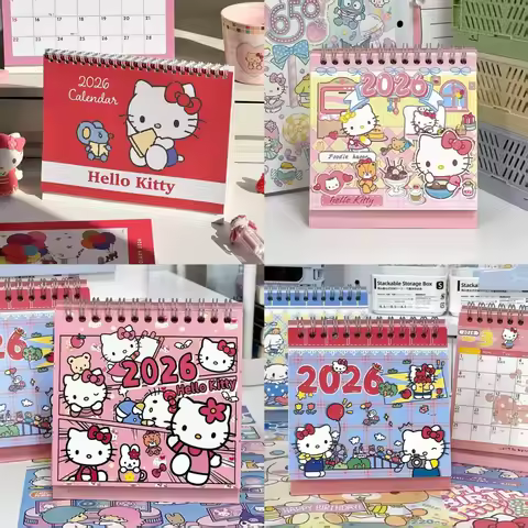 2026 New Cute Cartoon Sanrio Hello Kitty Desk Calendar Student Memo Office Desktop Vertical Calendar