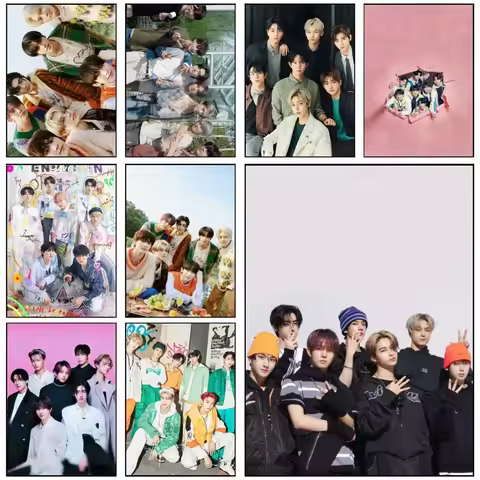 1PC E-ENHYPEN Kpop Man Poster Self-adhesive Art Waterproof Paper Sticker Coffee House Bar Room Wall 