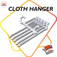 5 in 1-Stainless Steel Cloth Hanger/Cloth Organizer/Save Space/Clothes, Scarf, Wardrobe & Tudung Han