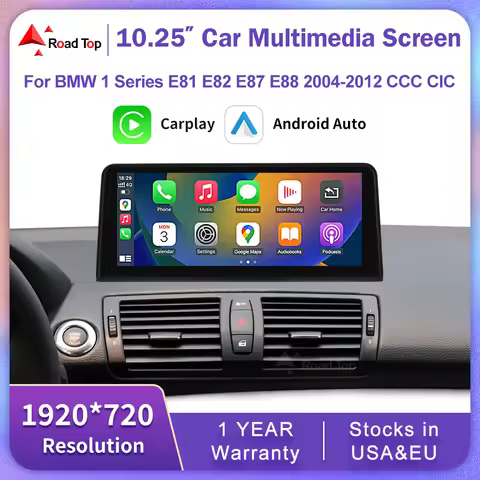 10.25" Wireless CarPlay Android Auto Car Multimedia Touch Screen For BMW 1 Series E81 E82 E87 E88 CC