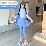 [105-155cm]泳衣女童长袖长裤防晒全保护儿童泳衣速干透气沙滩装swimming suit kids girl muslimah long sleeve long pants sun prote