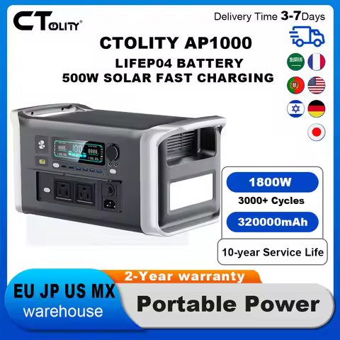 CTOLITY AP1000 1800W 320000mAh Portable Mobile Power Station Solar Generator Lifepo4 Battery For Out
