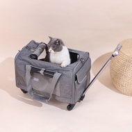HY-D New Outdoor Cat Bag Trolley Dog Pet Bag Foldable Cat Pet Box Breathable Crossbody Pet Trolley Bag XSTN