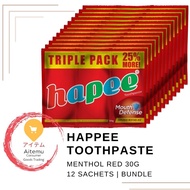 HAPEE TOOTHPASTE TRIPLE PACK EXPLOSIVE MENTHOL RED 30G (12SACHETS | BUNDLE)