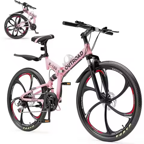 26-Inch Carbon Steel Dual-Suspension Mountain Bike with 21-Speed, Double Disc Brakes - Easy Assembly