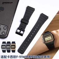 Silicone resin rubber watch strap 18mm 20mm 22mm black watchband For Casio F-91W-1 F91WM F-84W F-94W