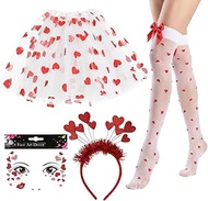 Axvxby Amor Costume Women's 4 Pieces Carnival Costumes Cupid Angel with Tutu Skirt Heart Stockings H