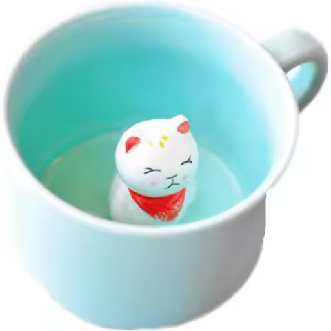 8 oz Cute Animal Cartoon Fortune Cat 3D Mug for Kids - Perfect for Tea, Juice, Milk, and Hot Chocola