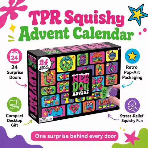 NeeDoh calendar blind box pinch fun, 24 days countdown to Christmas special gift box, suitable for f