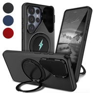 360 Adjustable Magnetic Stand Flip Camera Cover f Matte Anti-Slip Grip,Shockproof Protective for Sam