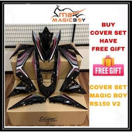 Honda Rs150R Rs150 V2 Cover Set MAGIC BOY Cover Set PINK LINE DESIGN BLACK