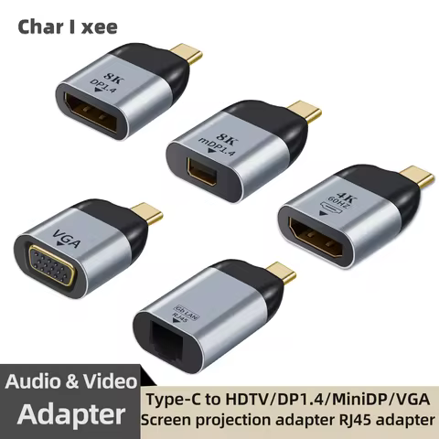 USB C To DP/Mini DP/VGA/RJ45/HDTV Adapter USB Type C 8K/4K/1080P Video 1000Mbps Lan Ethernet Convert