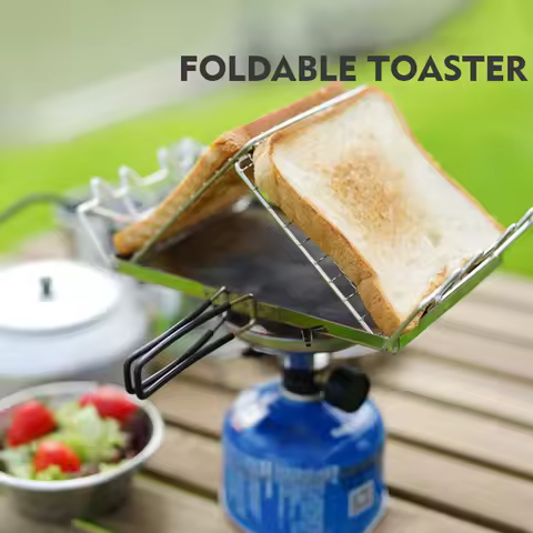 Folding Camp Stove Toaster Stainless Steel Bread Toaster Rack for Camping Backpacking Picnic Bread T