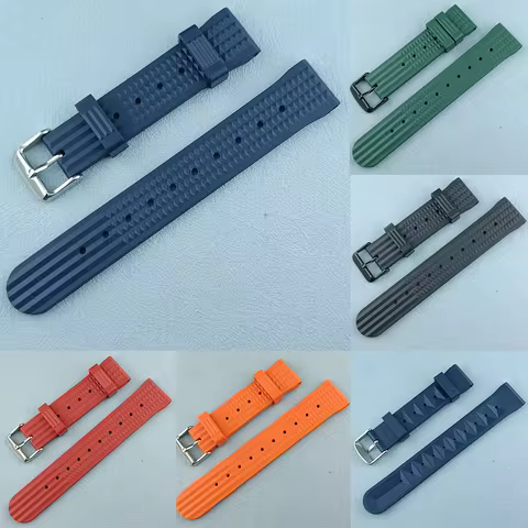 20mm Rubber Watch Band For Seiko Soft Rubber Watch Strap Waterproof Replacement Universal Watchbands