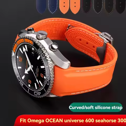 20mm 21mm 22mm Silicone Rubber Watchband For Omega SEAMASTER PLANET OCEAN Deployant Folding buckle S