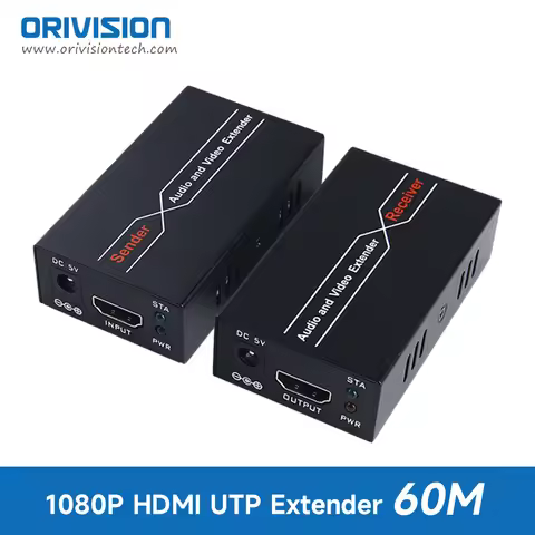 60M HDMI Extender over Cat6 Cable 1080P60HZ HDMI-compatible Video Transmitter Receiver