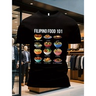 Men's Big & Tall Filipino Print T-Shirt - Filipino 101 Design with Adobo, Sinigang, Lechon Kawali &