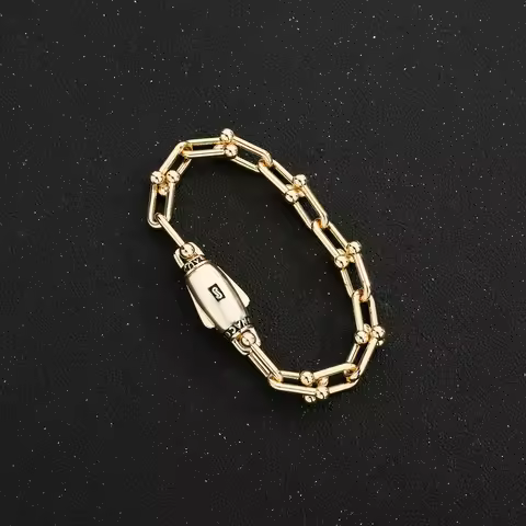 VCT personality rectangular bracelet hip-hop men and women simple paper clip fashion hip-hop Monaco 