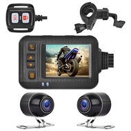 Motorcycle Waterproof  Camera DVR Motorcycle Dashcam Front & Rear Camera Video Recorder DVR Black Ni