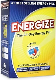 Energize Caffeine Pills - Fast Acting Energy Pill - Healthy Focus Brain Supplement - Improved Perfor