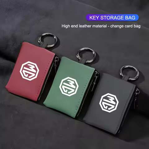 Car Key Holder Storage Bag Leather Car Key Wallets Keys Organizer For MG HS MG4 EV Cyber X MARVEL R