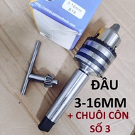 Bộ đầu kẹp mũi khoan 3-16mm + chuôi côn MT2/ MT3/ MT4lzd