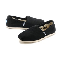 TOMS lazy canvas casual flat shoes men/women black stripe size 35-45