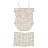 SLYQ MADE 🎄 TOFFEE NUT TWEED SINGLET & SKIRT SET เซ็ตผ้าทวีดเสื้อสายเดี่ยวกับกระโปรงสั้นเอวต่ำ งานตั