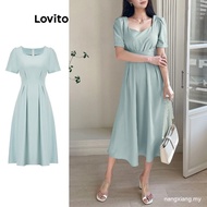 【In stock】Lovito Women Casual Plain Structure Line Dress L95ED382 WULB JLYD Z26E UM6I