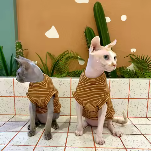 Spring Cotton Pet Cat Clothes for Cats Gotas Mascotas Clothing Sweet Stripe Sphynx Cat Devon Rex Ves