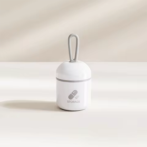 Two Compartments Pill Storage Box Plastic Moisture Proof Portable Pill Box Handle Design Mini Pill D