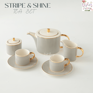 Violet Flamingo ชุดน้ำชารุ่น Stripe and Shine Tea Set เซ็ตกาน้ำชา แก้วพร้อมจานรอง สินค้าเกรดคุณภาพส่