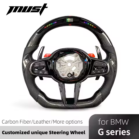 For BMW G Series LCI Customized Carbon Fiber LED Steering Wheel 2 3 4 5 6 7 8 Series X3 X4 X5 G20 G3