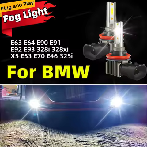 2Pcs 6000K LED Car Fog Lights Bulb Front Lamp For BMW E63 E64 E90 E91 E92 E93 328i 328xi X5 E53 E70