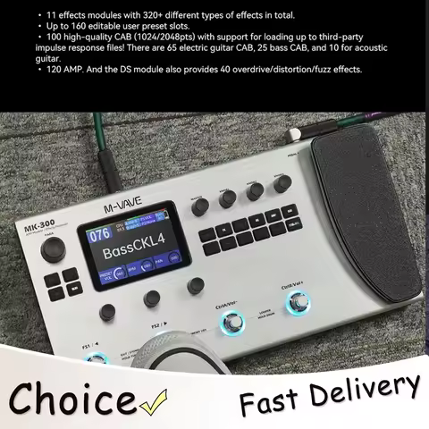 M-VAVE MK-300 Guitarra Bass Amplifiers Multi-Effects Processor Pedal 150s Looper+128 Drum 11 FX Modu