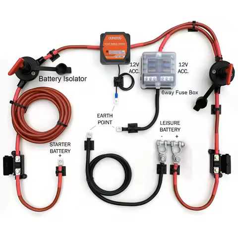3m/5m/7m Split Charge Relay Kits Ready Made Leads 12V 140A Voltage Senstive VSR Camper Van