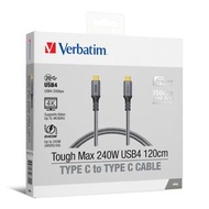 Verbatim Tough Max 240W USB4 Type C 至 Type C 充電傳輸線(66822,66823)