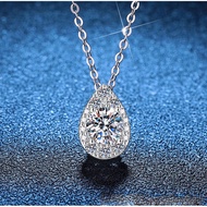 【 GRA Certificate Attached 】 1ct moissanite necklace, fashionable droplet shaped S925 pure silver wo