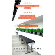 Black Field Bench Chair Size 29 x 183 x 44 cm. Foldable In Half Easy To Move With Handle Weight 300 