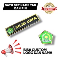 Custom name pin + logo free logo pin, using magnet or safety pin