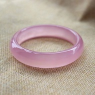 Natural Pink Chalcedony Bracelet Standard width Bangle Women's Pink Crystal Agate Bracelet Ice Transparent Jade Bracelet