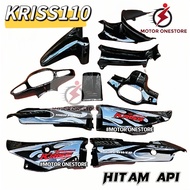 KRISS110 cover set HITAM API with sticker (14) Kriss cover set Special Edition "MOTOR ONESTORE"