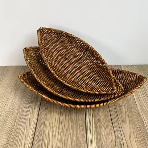 Woven Basket Imitation Rattan Woven Serving Baskets for Bread Fruit Vegetables Restaurant Serving Ta