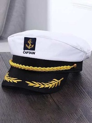 成人遊艇船水手船長服裝帽子海軍海軍上將（白色）