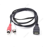 1.5M USB 2.0 A Female Socket To 2 RCA Male Plug connector Audio Video Extension Cable  MY26B2