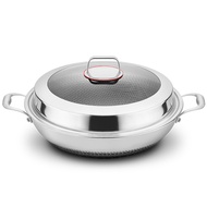 316 Stainless Steel Multi-layer Honeycomb Non-sticky Cooking Wok with ear and lid (36/38/40/42/44cm)